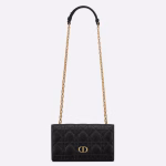 Dior Caro Belt Pouch with Chain In Black Calfskin