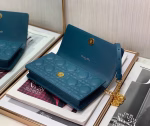 Dior Caro Belt Pouch with Chain In Steel Blue Calfskin - Image 3