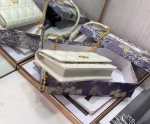 Dior Caro Belt Pouch with Chain In White Calfskin - Image 2