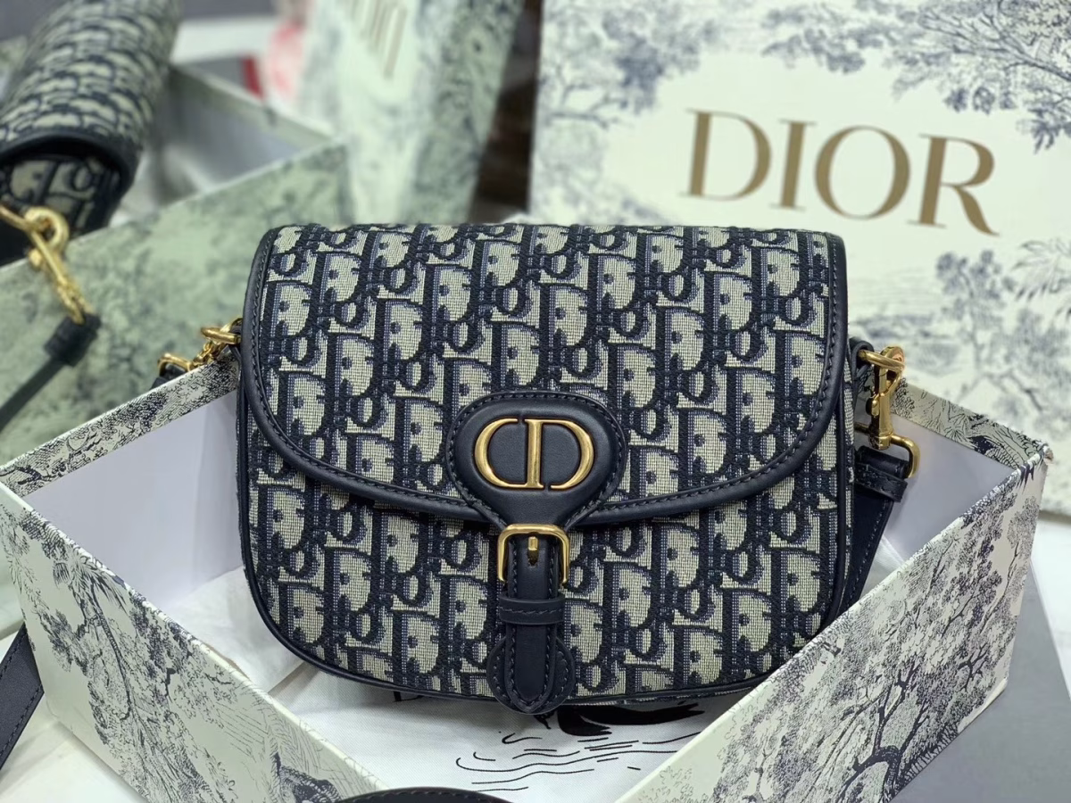 Dior Medium Bobby Bag In Blue Dior Oblique Canvas - Image 11