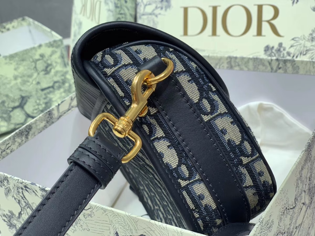 Dior Medium Bobby Bag In Blue Dior Oblique Canvas - Image 2