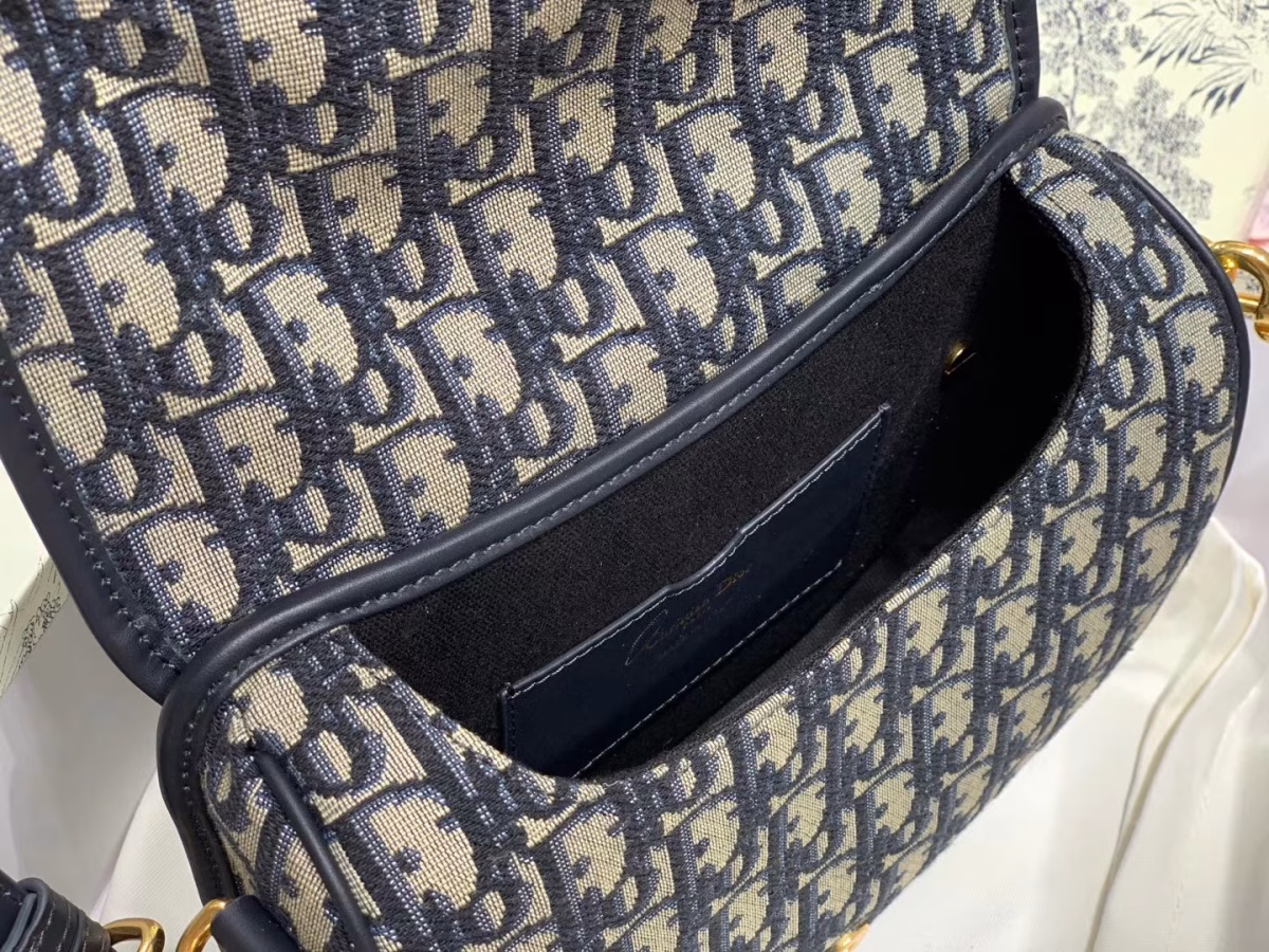 Dior Medium Bobby Bag In Blue Dior Oblique Canvas - Image 5
