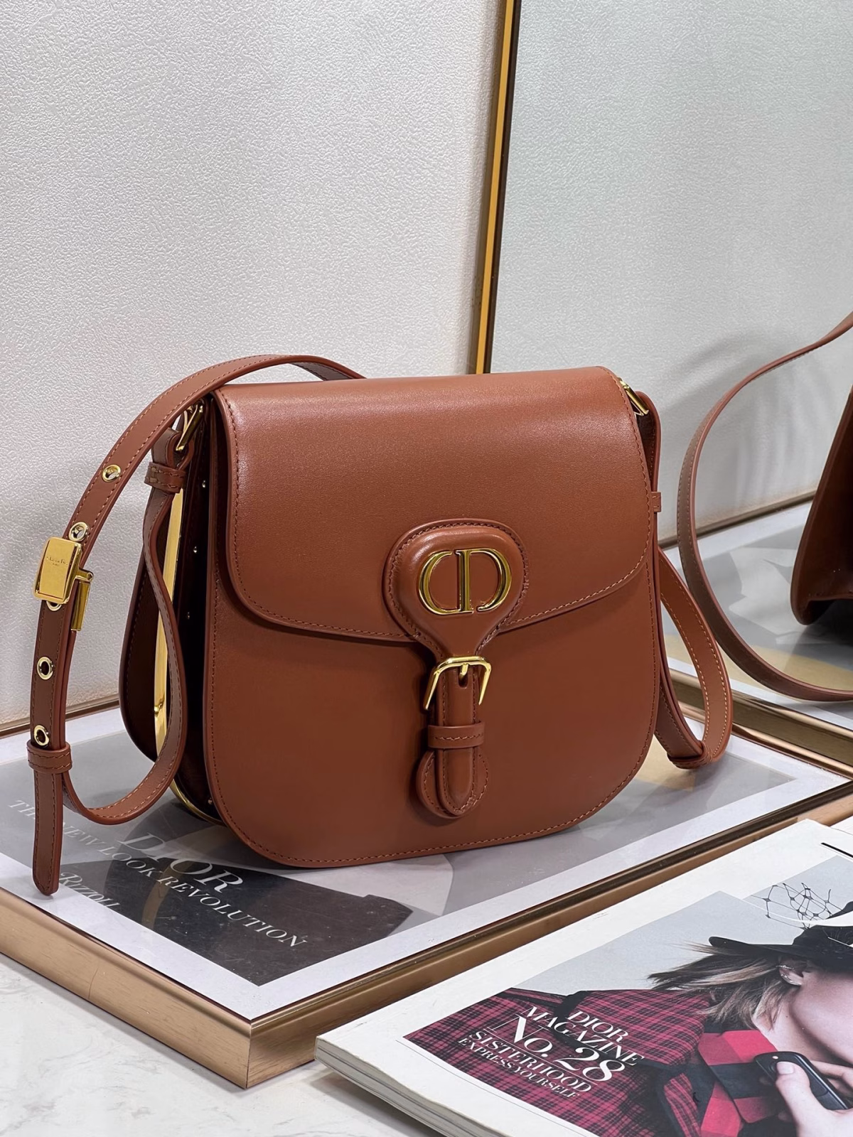 Dior Bobby Frame Bag In Brown Box Calfskin - Image 6