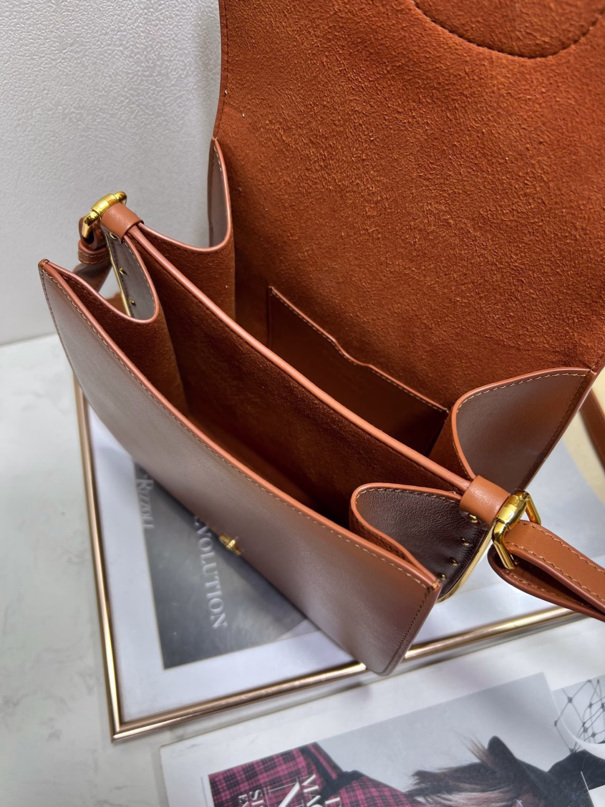Dior Bobby Frame Bag In Brown Box Calfskin - Image 5