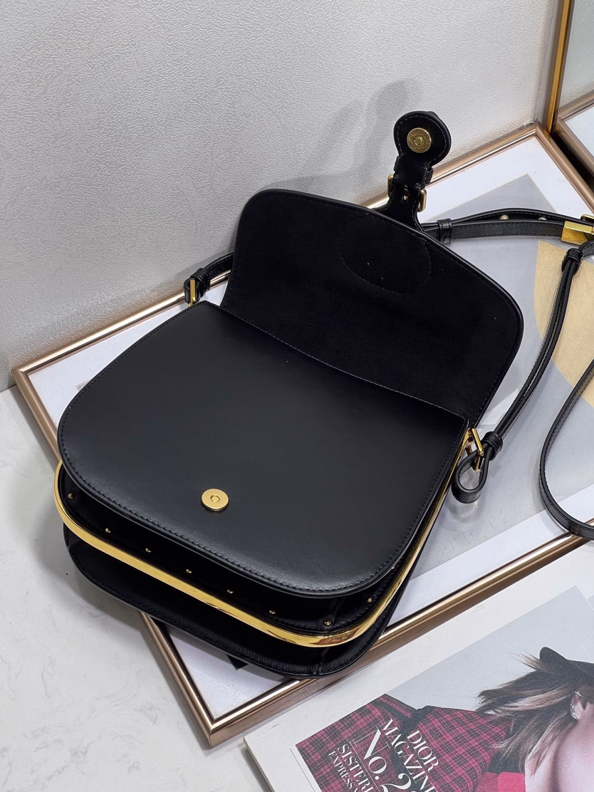 Dior Bobby Frame Bag In Black Box Calfskin - Image 4
