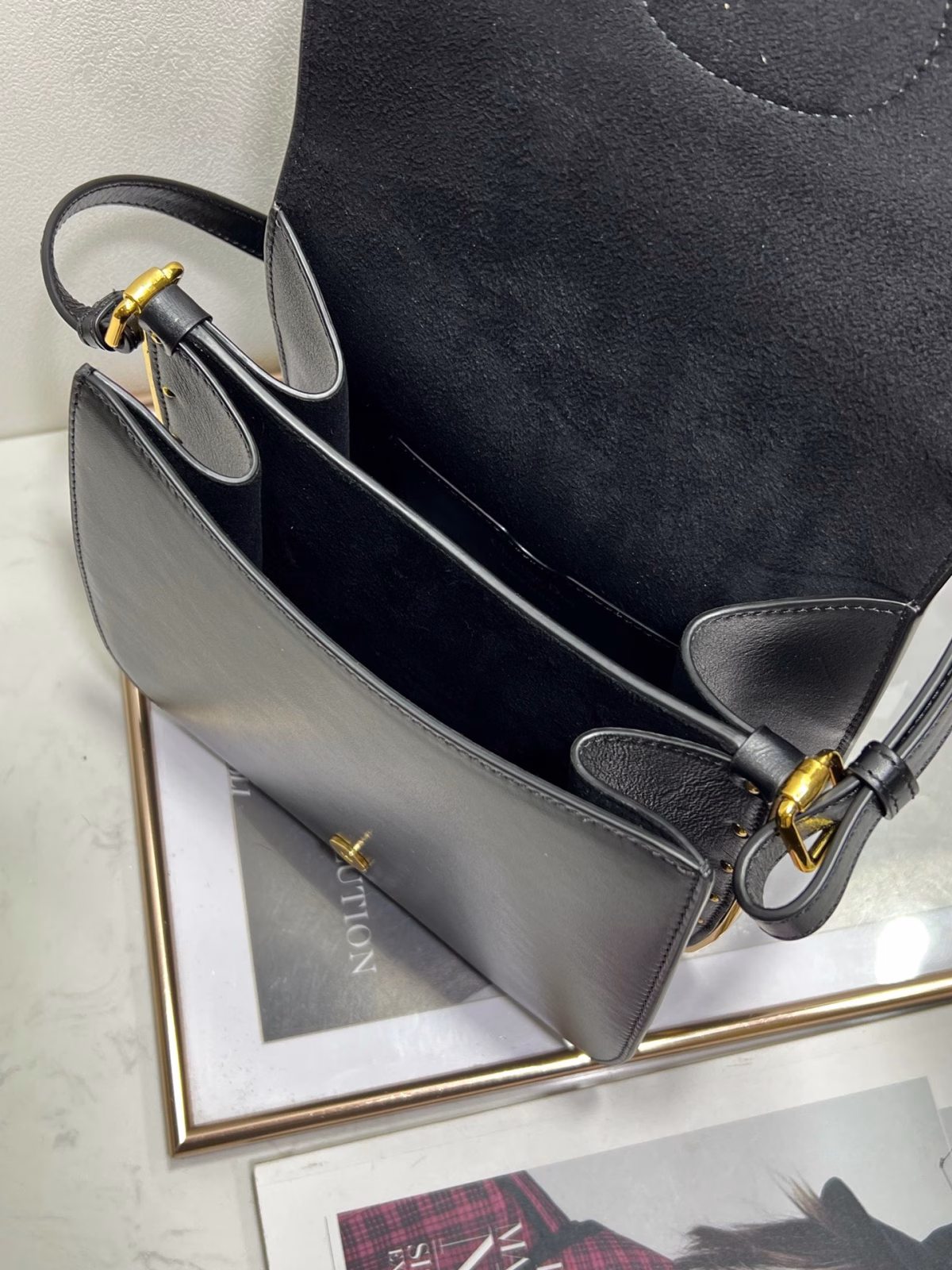 Dior Bobby Frame Bag In Black Box Calfskin - Image 5