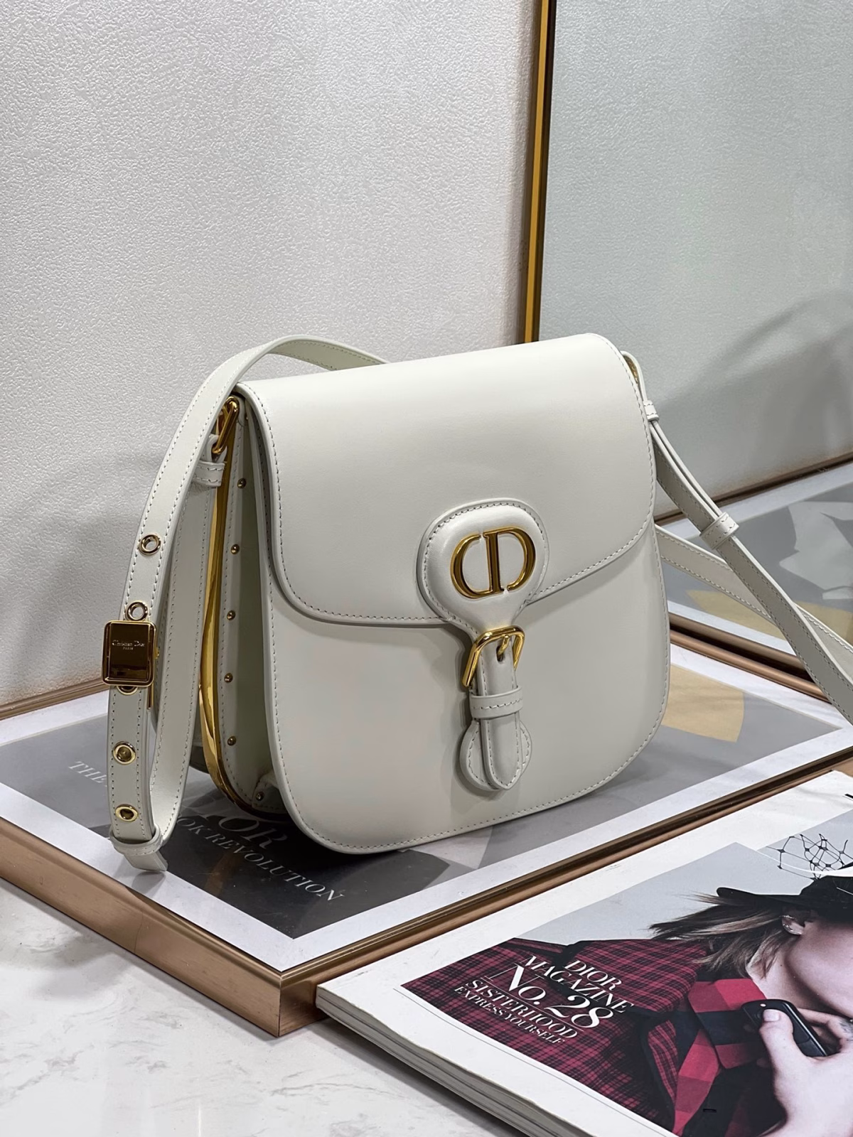 Dior Bobby Frame Bag In White Box Calfskin - Image 6