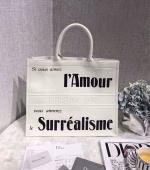 Dior Book Tote Bag In White Surrealism Printed Calfskin - Image 3