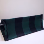 Dior Book Tote Bag In Green/Black Check Embroidered Canvas - Image 5