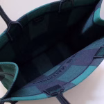 Dior Book Tote Bag In Green/Black Check Embroidered Canvas - Image 2