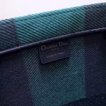 Dior Book Tote Bag In Green/Black Check Embroidered Canvas - Image 7
