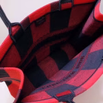 Dior Book Tote Bag In Red/Black Check Embroidered Canvas - Image 8