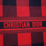 Dior Book Tote Bag In Red/Black Check Embroidered Canvas - Image 4
