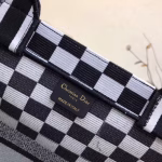 Dior Book Tote Bag In Black/White Checkered Canvas - Image 8