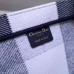 Dior Book Tote Bag In White/Black Check Embroidered Canvas - Image 7