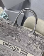 Dior Large Book Tote In Gray Toile de Jouy Reverse Embroidery - Image 3