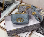 Dior Micro Caro Bag In Blue Cannage Calfskin - Image 6