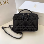 Dior Caro Box Bag with Chain in Black Macrocannage Calfskin - Image 8