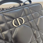 Dior Caro Box Bag with Chain in Black Macrocannage Calfskin - Image 5