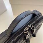 Dior Caro Box Bag with Chain in Black Macrocannage Calfskin - Image 10