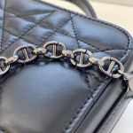 Dior Caro Box Bag with Chain in Black Macrocannage Calfskin - Image 3