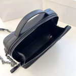Dior Caro Box Bag with Chain in Black Macrocannage Calfskin - Image 2