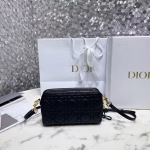 Dior Caro Double Pouch In Black Cannage Calfskin - Image 3