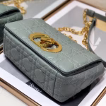 Dior Small Caro Bag In Grey Cannage Calfskin - Image 6
