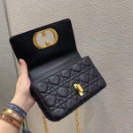 Dior Small Caro Bag In Black Cannage Calfskin - Image 5