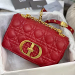 Dior Small Caro Bag In Red Cannage Calfskin - Image 4