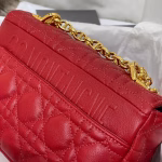Dior Small Caro Bag In Red Cannage Calfskin - Image 7