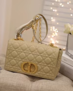 Dior Caro Medium Bag In Beige Cannage Calfskin - Image 3