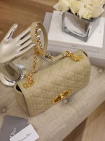 Dior Caro Medium Bag In Beige Cannage Calfskin - Image 9