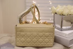 Dior Caro Medium Bag In Beige Cannage Calfskin - Image 6