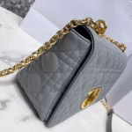 Dior Caro Medium Bag In Grey Cannage Calfskin - Image 5
