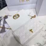 Dior Caro Medium Bag In White Cannage Calfskin - Image 6