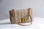 Dior Large Caro Bag In Beige Cannage Calfskin - Image 6