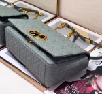 Dior Large Caro Bag In Grey Cannage Calfskin - Image 5