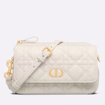 Dior Caro Pouch In White Cannage Calfskin