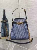 Dior C'est Medium Bag in Blue Denim Oblique Jacquard - Image 2