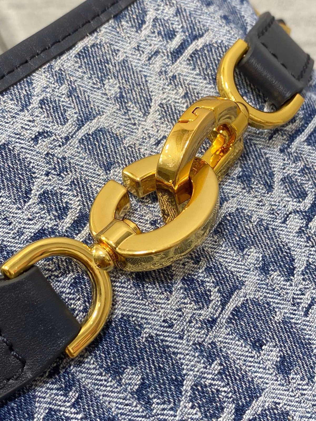 Dior C'est Medium Bag in Blue Denim Oblique Jacquard - Image 6