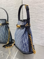 Dior C'est Medium Bag in Blue Denim Oblique Jacquard - Image 4