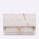 Dior Lady Dior Chain Pouch In White Cannage Lambskin