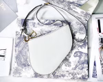 Dior Saddle Trio Pouch With Strap In White Calfskin - Image 2