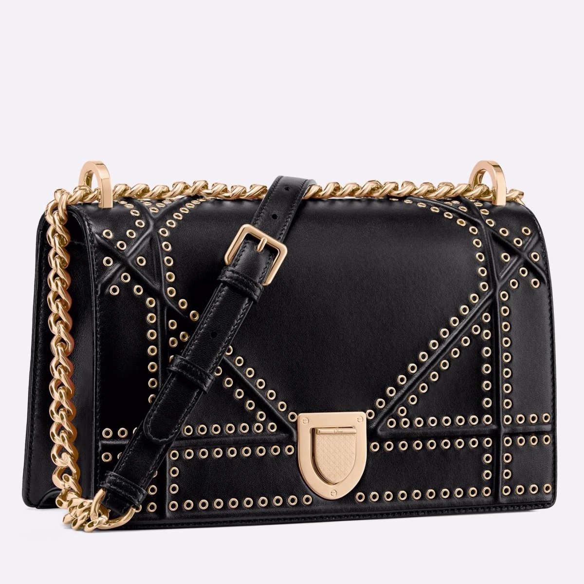 Dior Diorama Bag In Black Eyelets Lambskin - Image 1