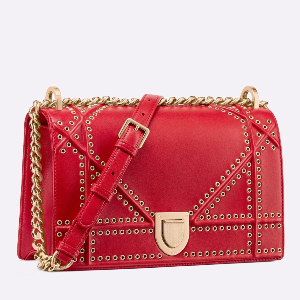 Dior Diorama Bag In Red Eyelets Lambskin - Image 1