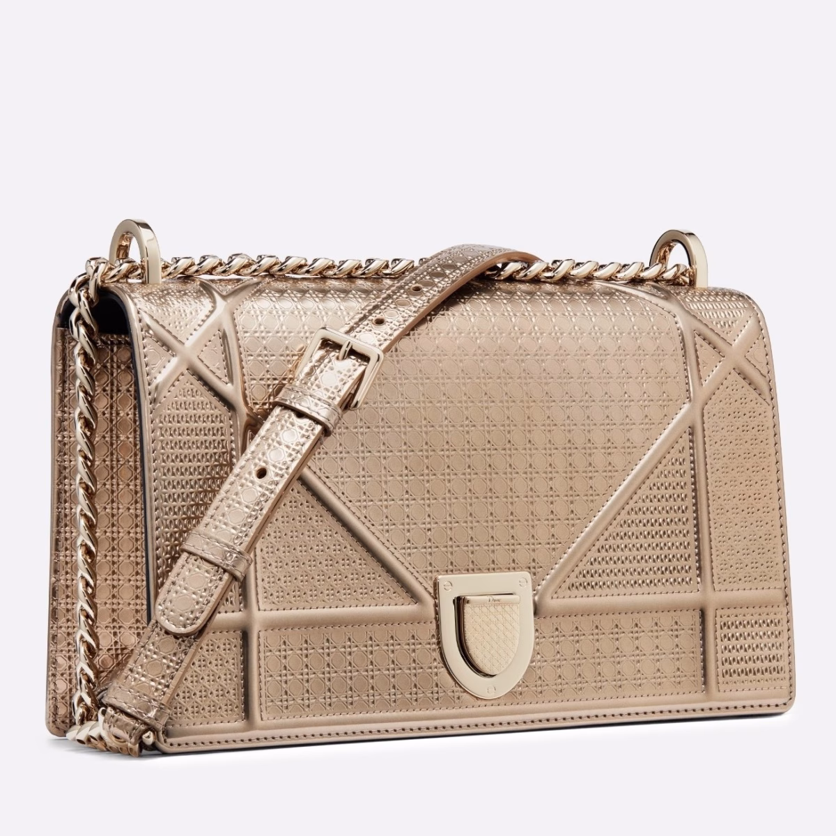 Dior Diorama Bag In Champagne Metallic Calfskin - Image 1