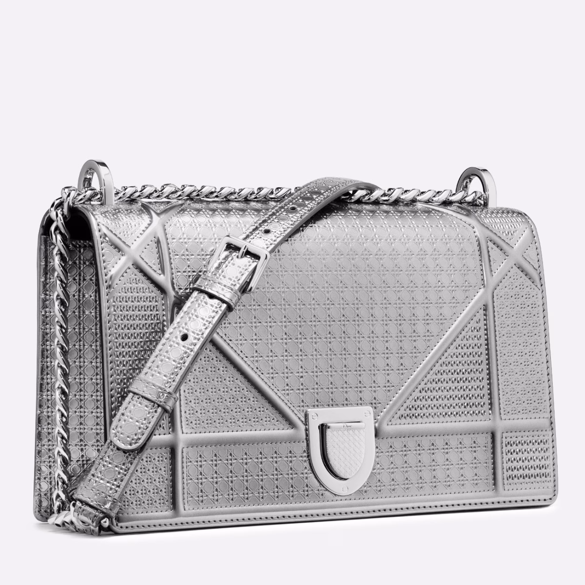 Dior Diorama Bag In Silver Metallic Calfskin - Image 1