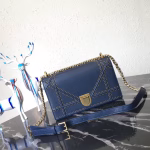 Dior Diorama Bag In Blue Studded Lambskin - Image 2