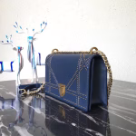 Dior Diorama Bag In Blue Studded Lambskin - Image 7